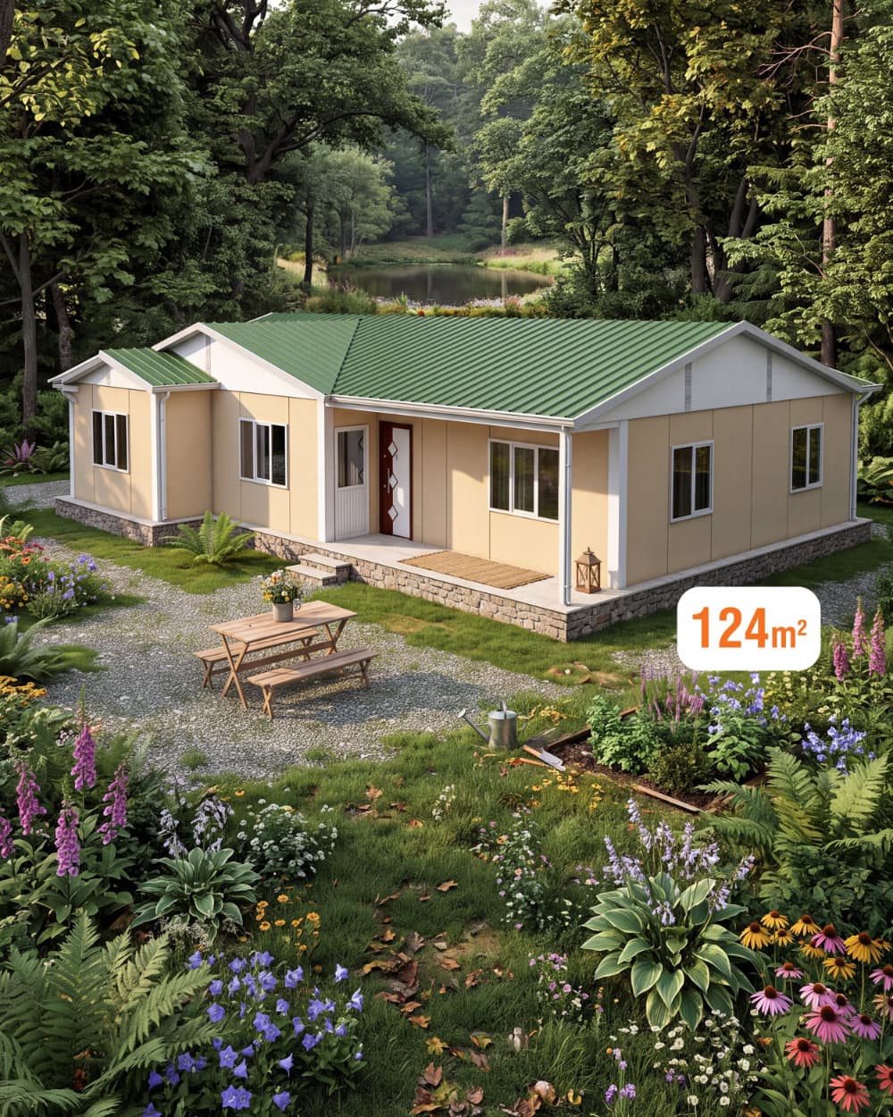 124 m² Single Storey Prefabricated House