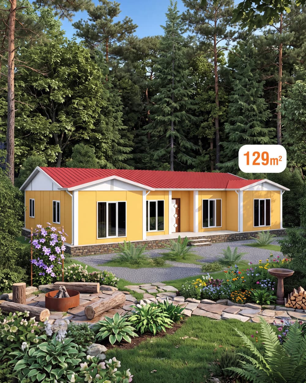 129 m² Single Storey Prefabricated House