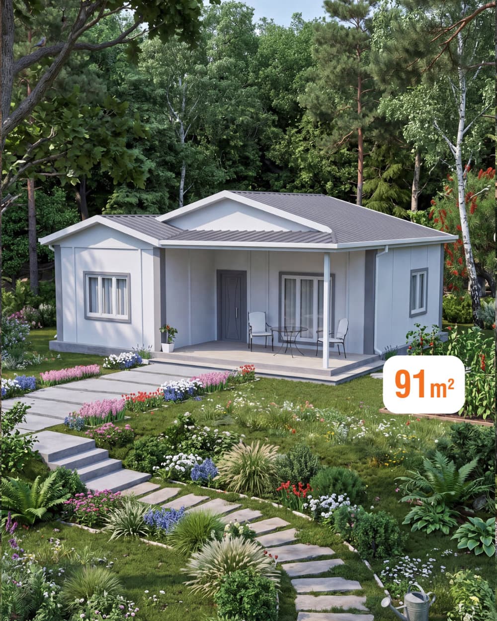 91 m² Single Storey Prefabricated House