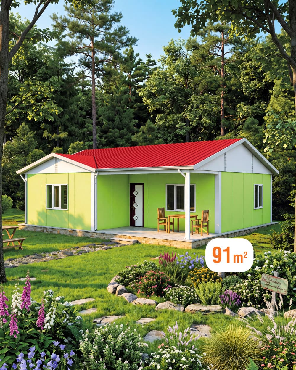 91 m² Single Storey Prefabricated House — Model 2